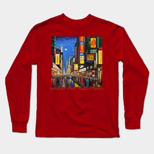 Japan Osaka Dotonbori under the Full Moon by Kana Kanjin Long Sleeve T-Shirt